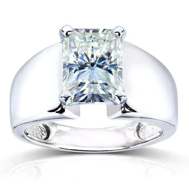 Extra Wide Ring - Radiant Brilliant 2.7ct Moissanite