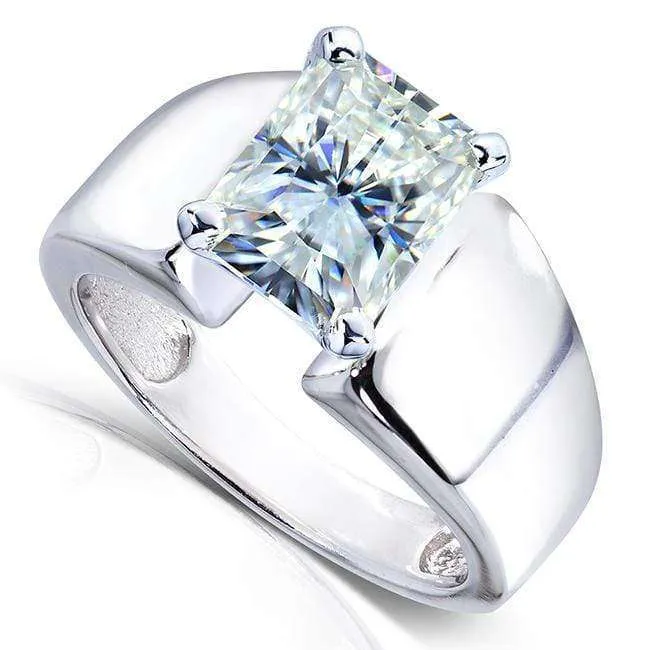 Extra Wide Ring - Radiant Brilliant 2.7ct Moissanite