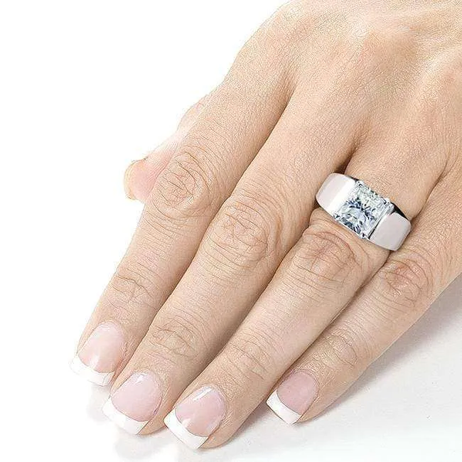 Extra Wide Ring - Radiant Brilliant 2.7ct Moissanite