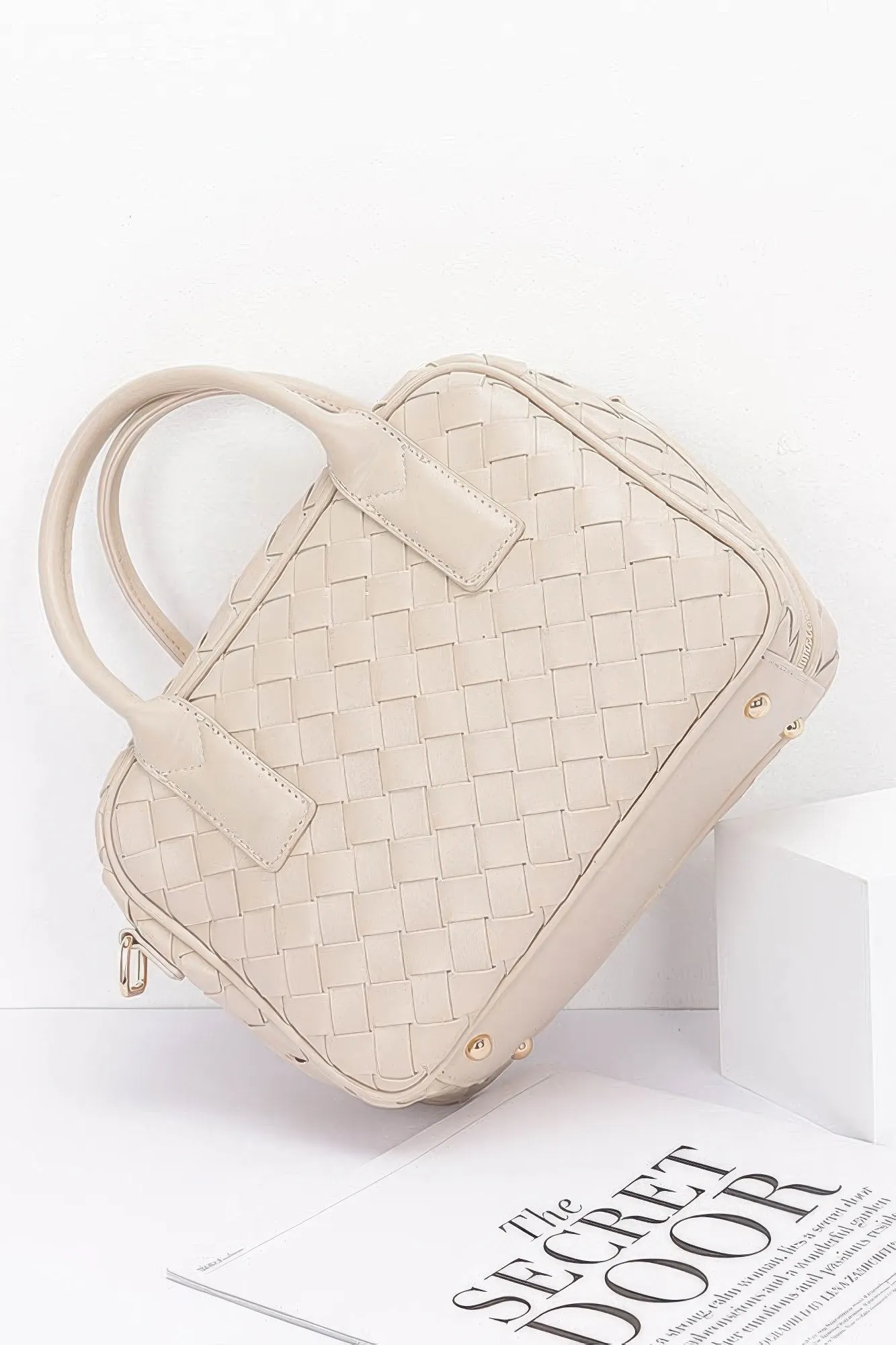 Faux Leather Braided Handbag