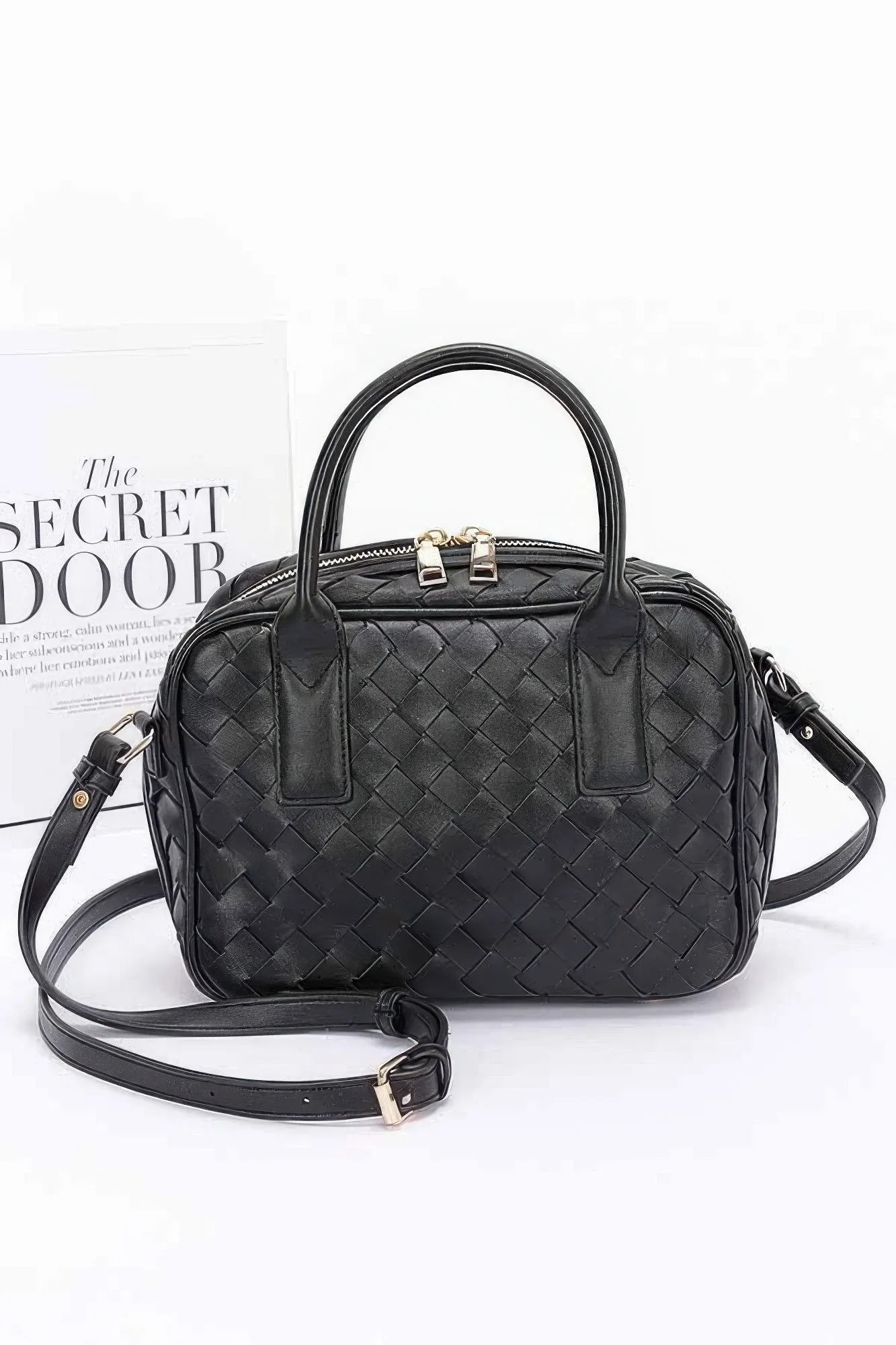 Faux Leather Braided Handbag