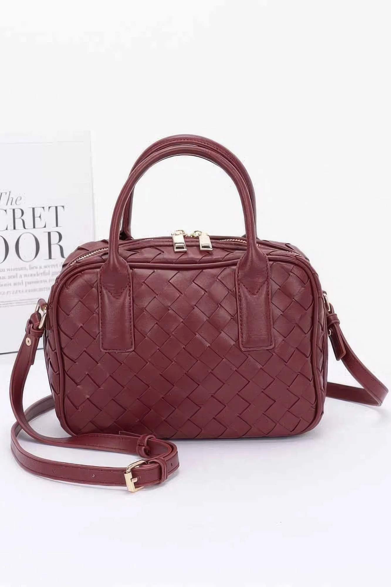 Faux Leather Braided Handbag
