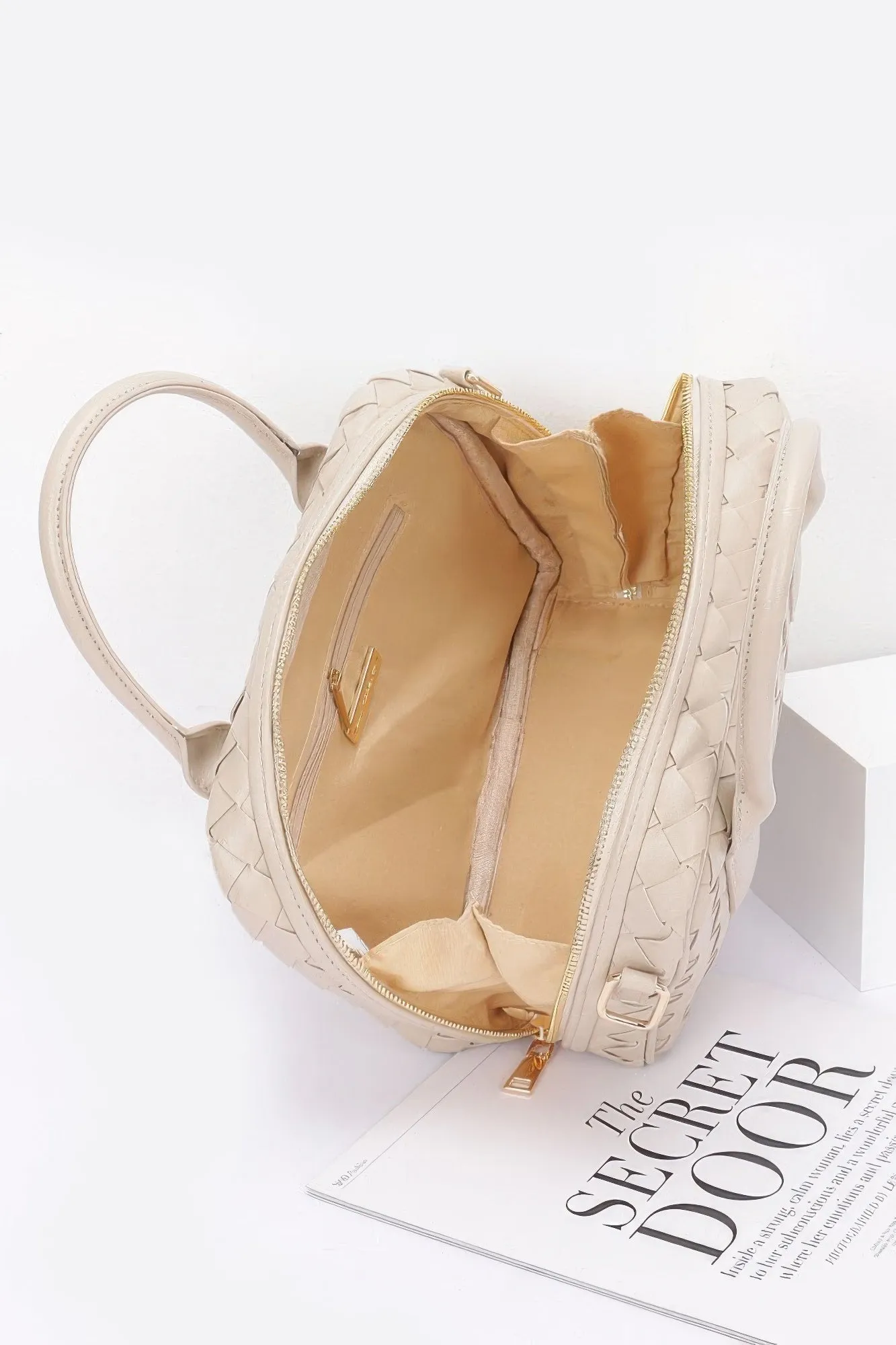 Faux Leather Braided Handbag
