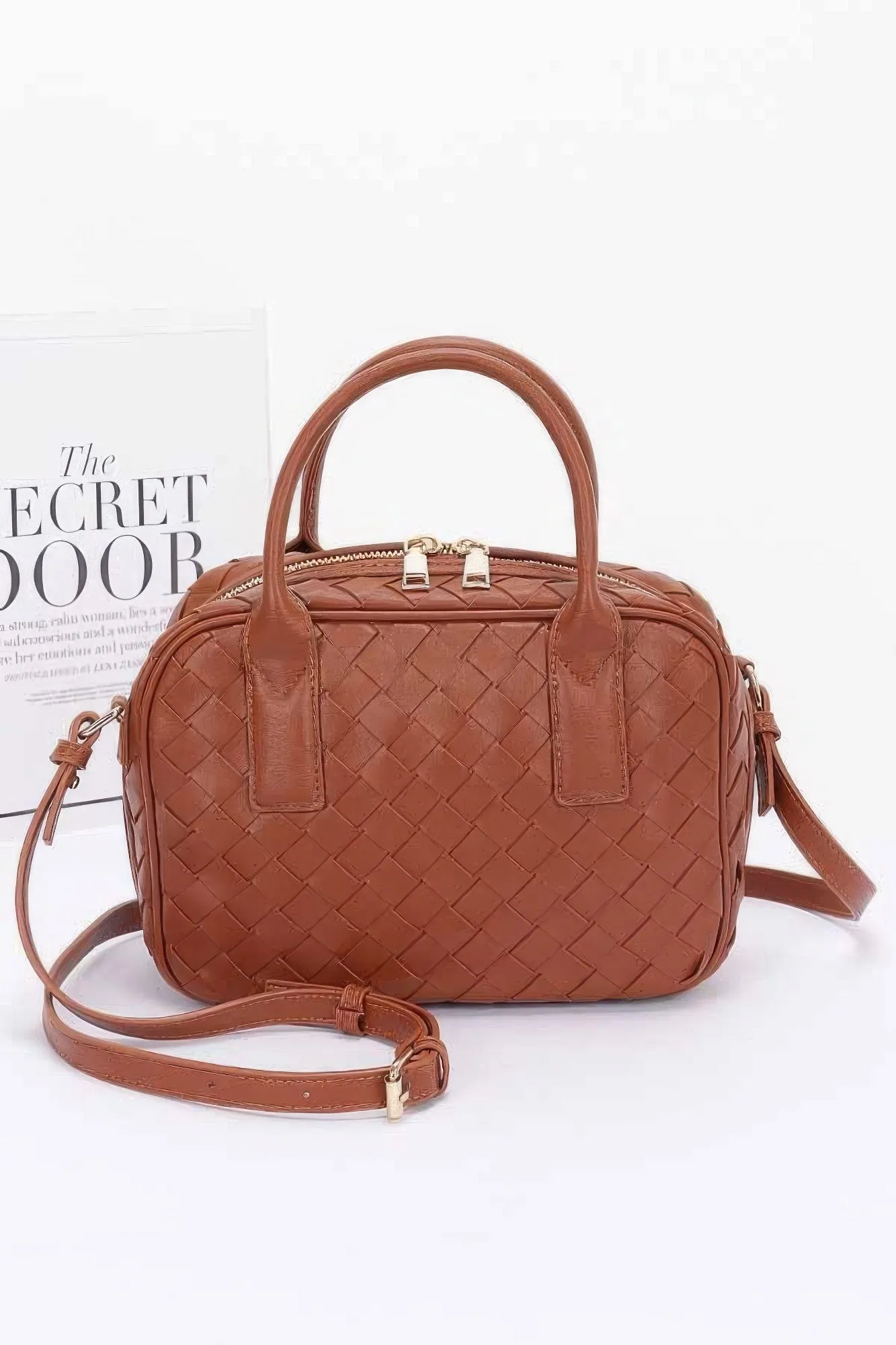 Faux Leather Braided Handbag