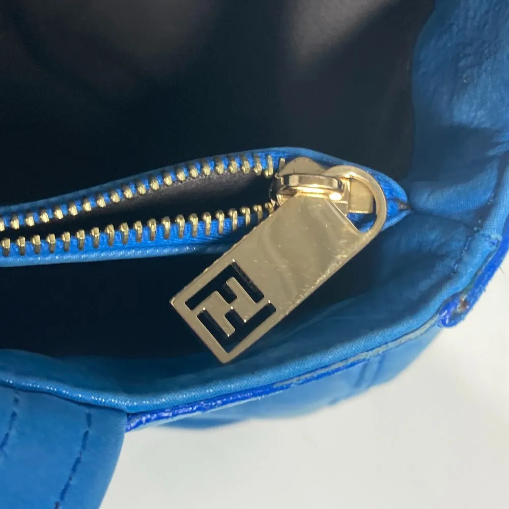 FENDI Shoulder Bag leather blue FF logo Chain Women Used