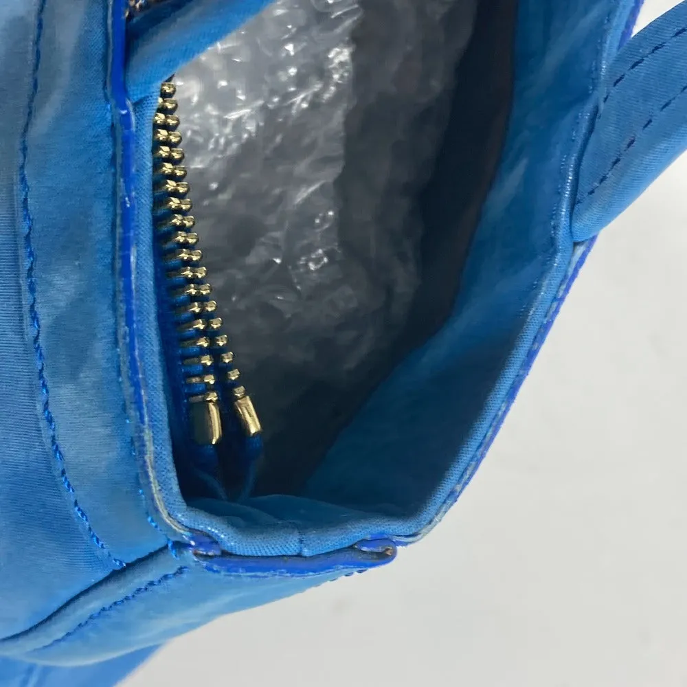 FENDI Shoulder Bag leather blue FF logo Chain Women Used