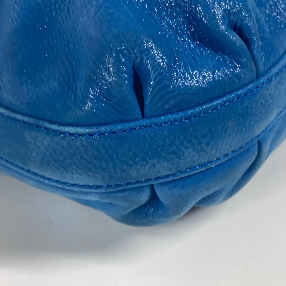 FENDI Shoulder Bag leather blue FF logo Chain Women Used