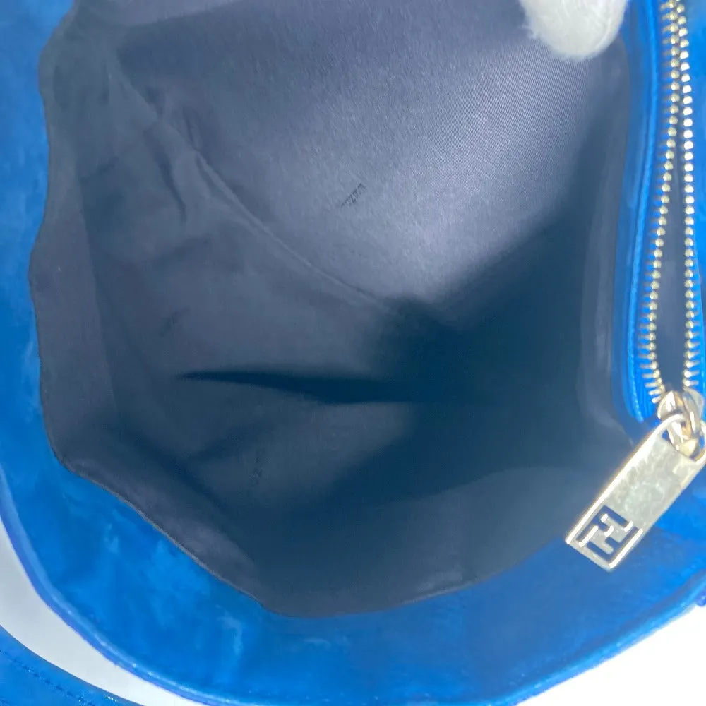 FENDI Shoulder Bag leather blue FF logo Chain Women Used