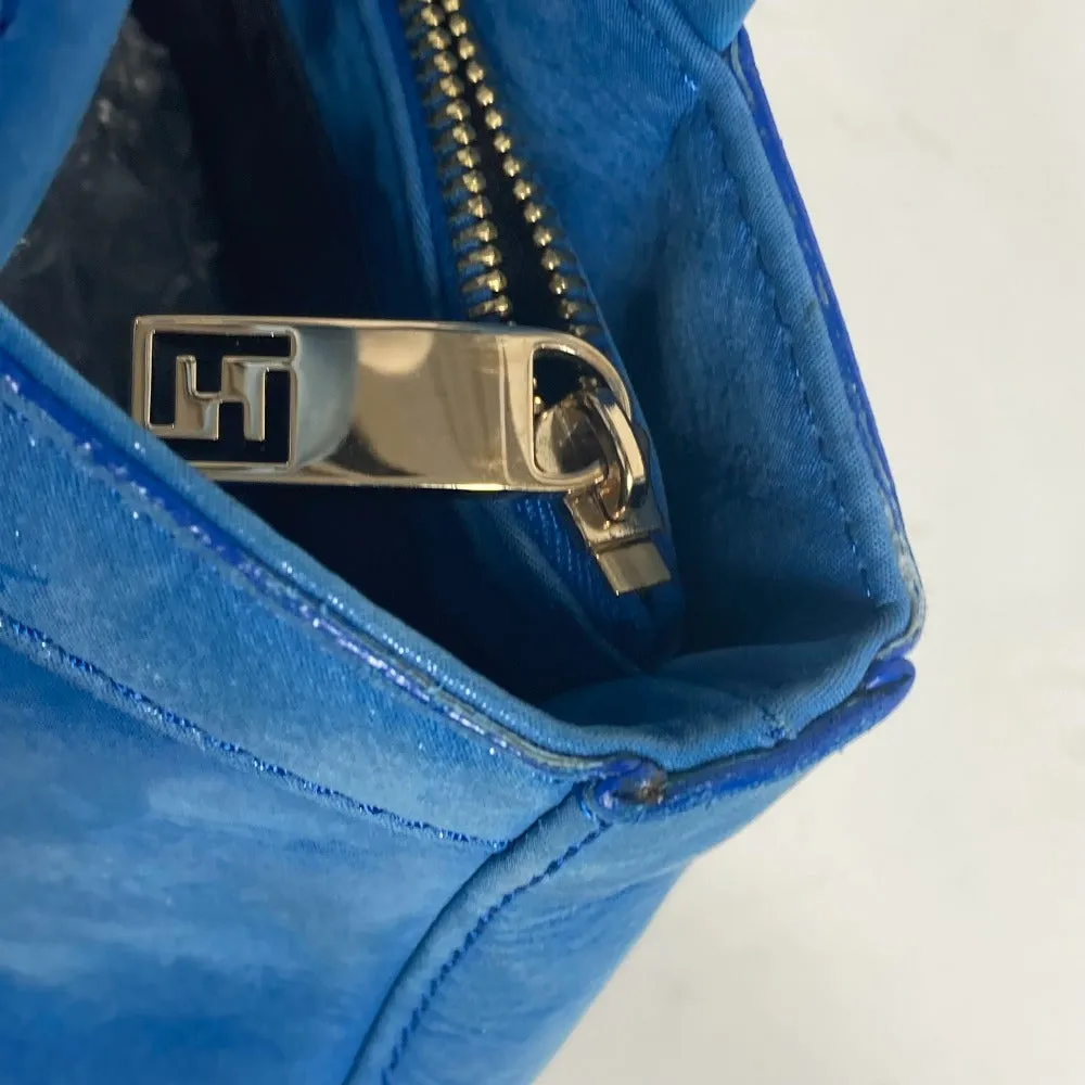 FENDI Shoulder Bag leather blue FF logo Chain Women Used