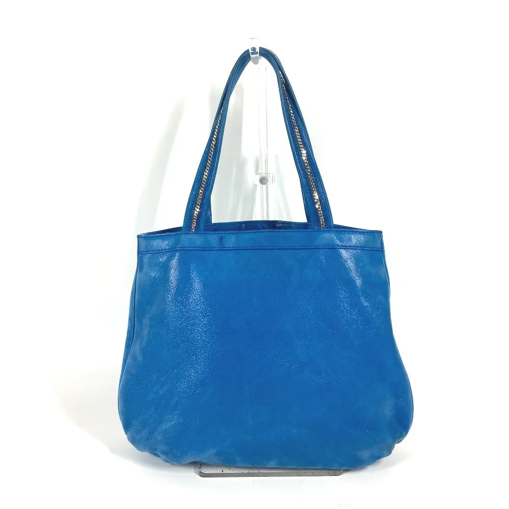 FENDI Shoulder Bag leather blue FF logo Chain Women Used