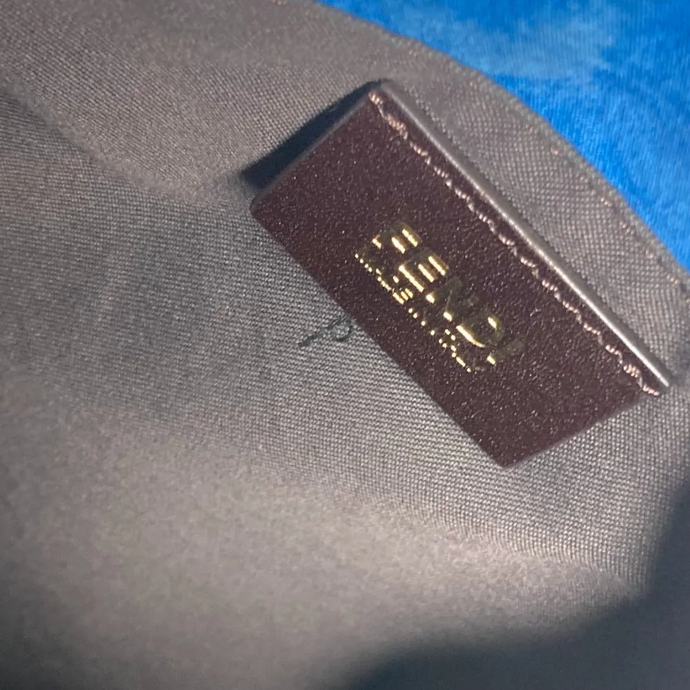 FENDI Shoulder Bag leather blue FF logo Chain Women Used