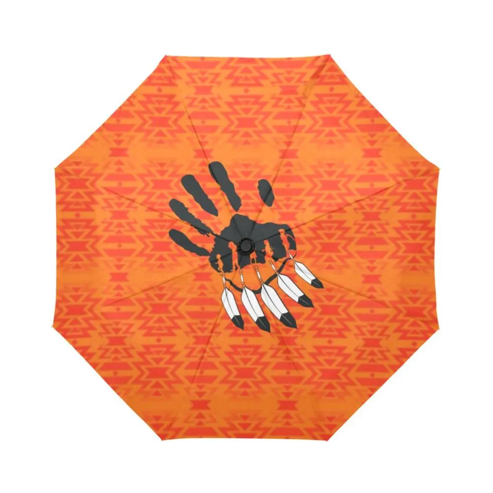 Fire Colors and Turquoise Orange A feather for each Auto-Foldable Umbrella