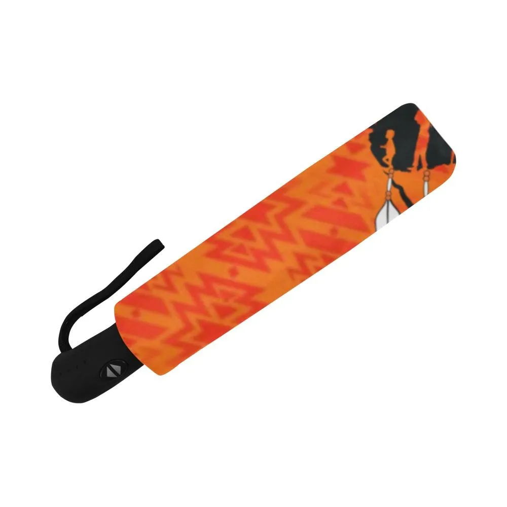 Fire Colors and Turquoise Orange A feather for each Auto-Foldable Umbrella