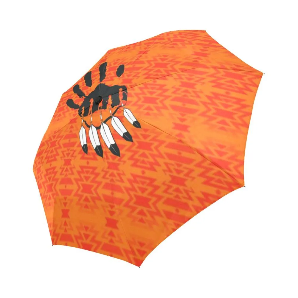 Fire Colors and Turquoise Orange A feather for each Auto-Foldable Umbrella