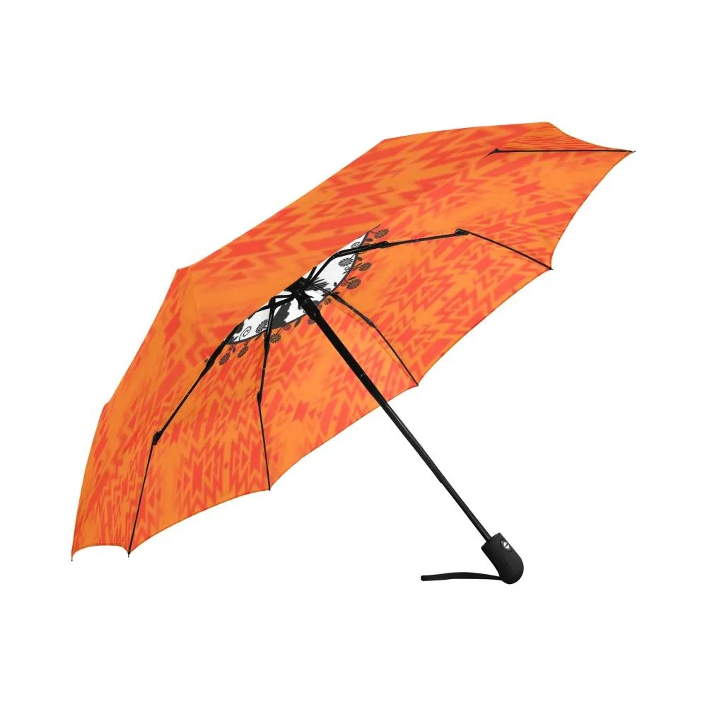 Fire Colors and Turquoise Orange Carrying Their Prayers Auto-Foldable Umbrella