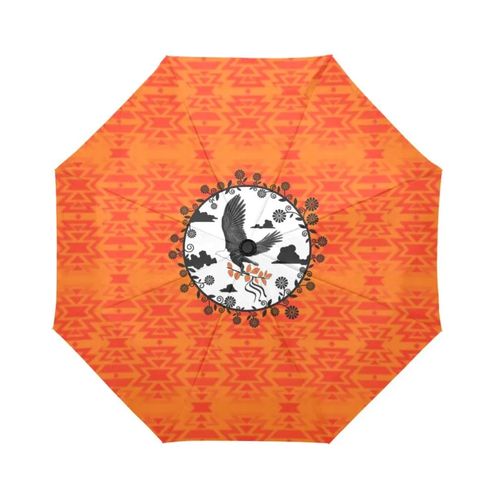 Fire Colors and Turquoise Orange Carrying Their Prayers Auto-Foldable Umbrella