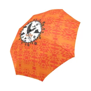 Fire Colors and Turquoise Orange Carrying Their Prayers Auto-Foldable Umbrella