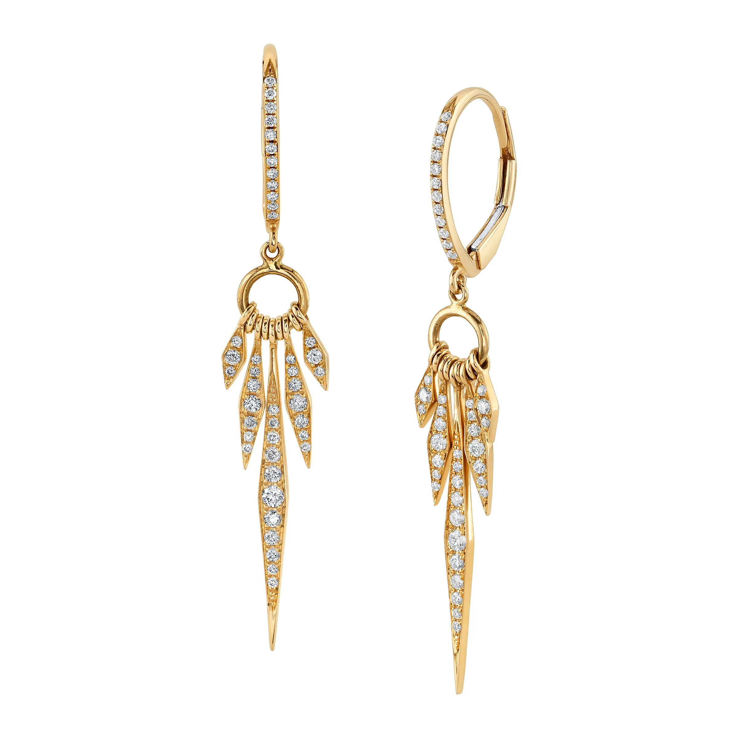 Five-Point Fringe Ring Drop Earring