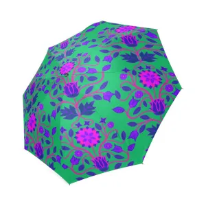 Floral Beadwork Four Clans Deep Lake Foldable Umbrella