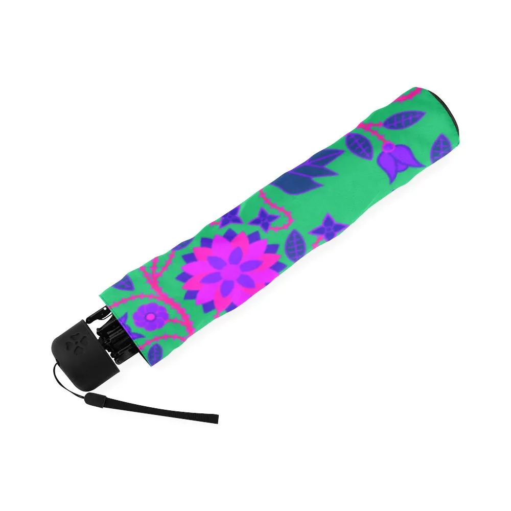 Floral Beadwork Four Clans Deep Lake Foldable Umbrella