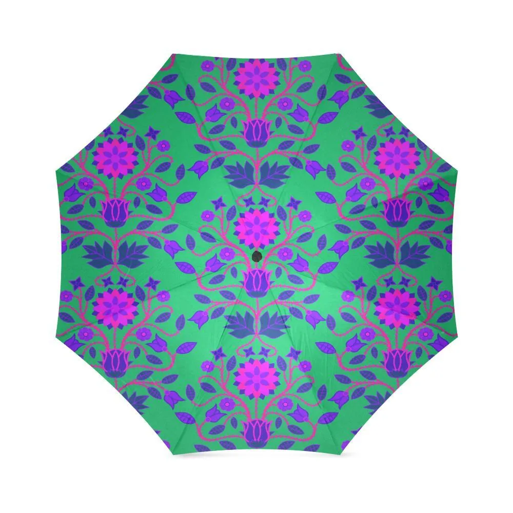 Floral Beadwork Four Clans Deep Lake Foldable Umbrella