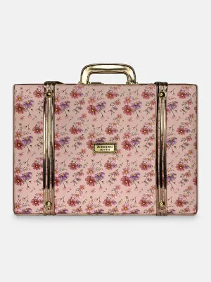 Floral Printed & Rosegold Trunk cum Luggage Bag | Modern Myth