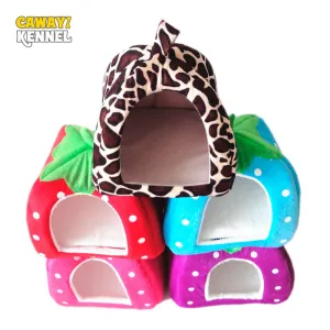 Foldable Cat/Dog Kennel-Warm Cushion Strawberry Shape