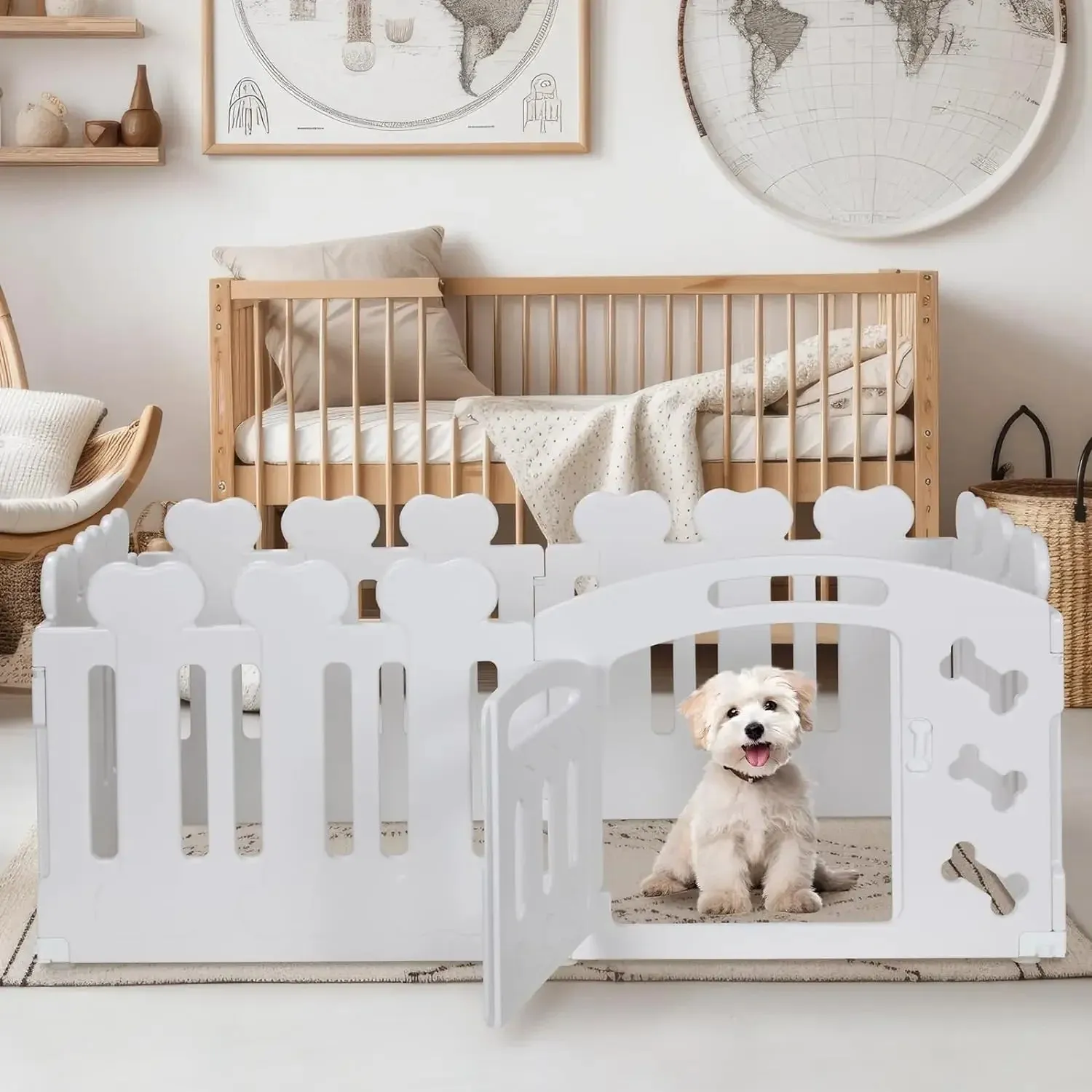 Foldable Dog Crate & Playpen Portable Pet Enclosure