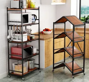 Foldable Mobile Oven Storage Shelf