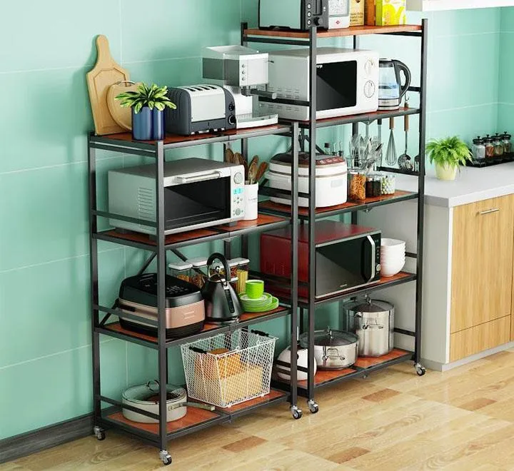 Foldable Mobile Oven Storage Shelf