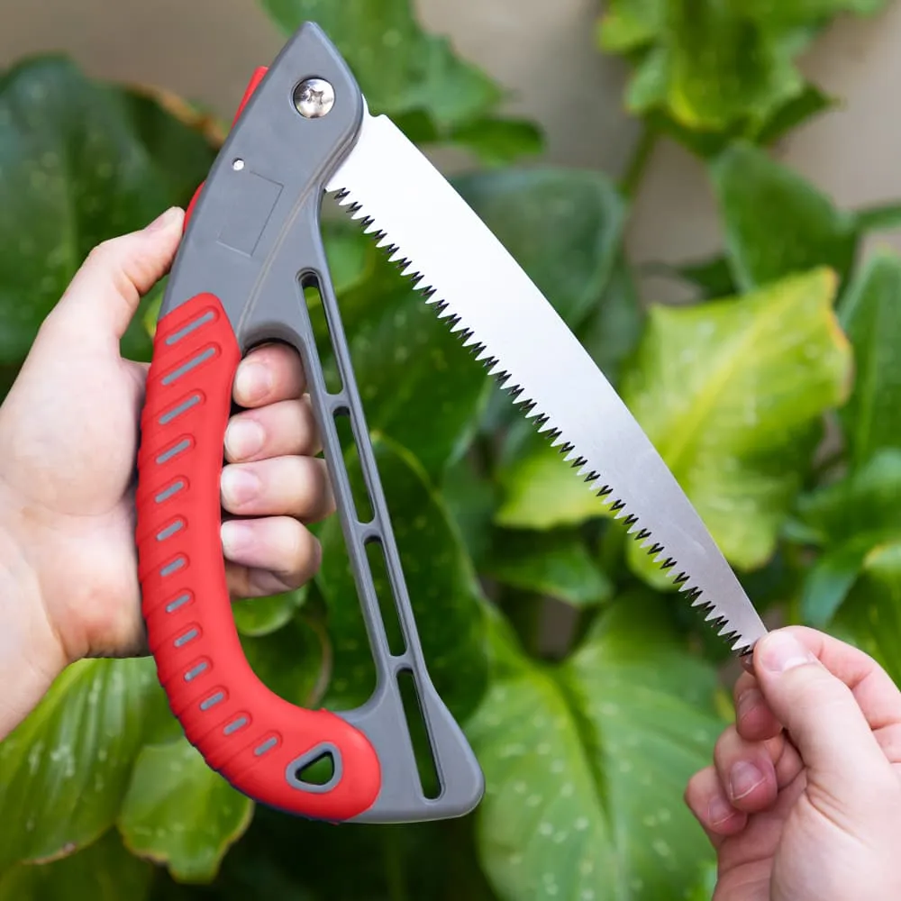 Foldable Pruning Saw - Tough High Carbon Steel Blade with Triple Bevel Teeth