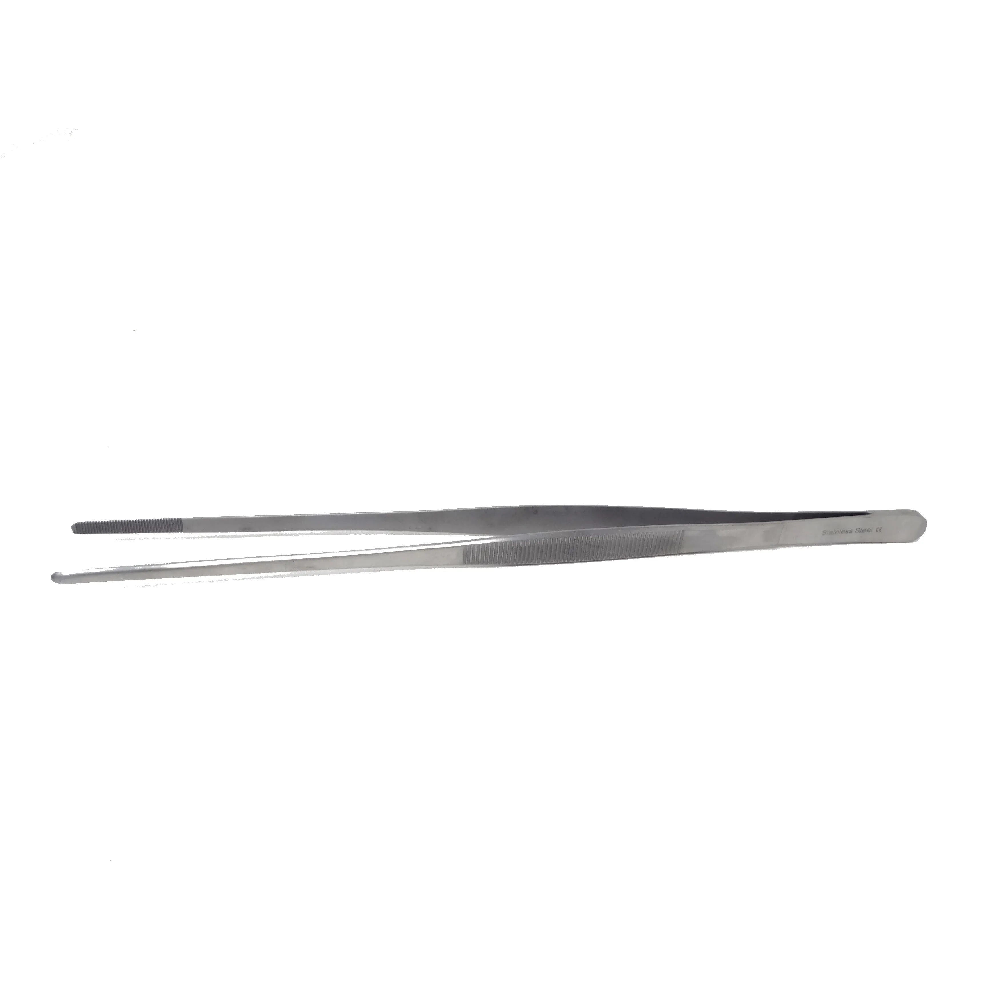 Food Tweezers Stainless Steel Straight Serrated Tips 14" Large Tongs for Cooking Grilling BBQ   More
