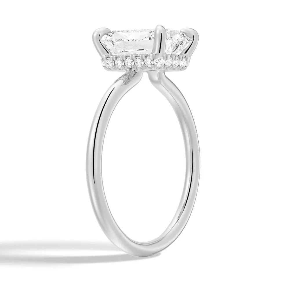 Four-Prong Solitaire Radiant Cut Engagement Ring With Hidden Halo