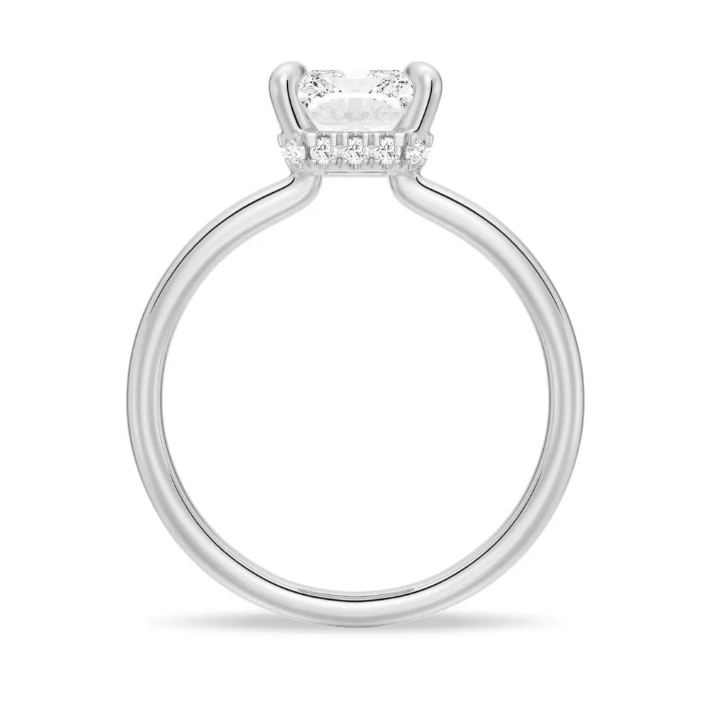 Four-Prong Solitaire Radiant Cut Engagement Ring With Hidden Halo
