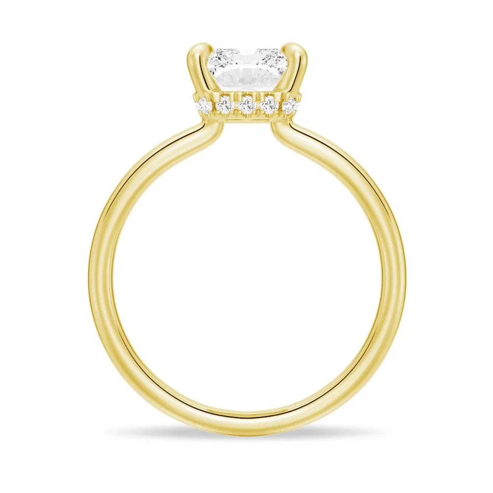 Four-Prong Solitaire Radiant Cut Engagement Ring With Hidden Halo