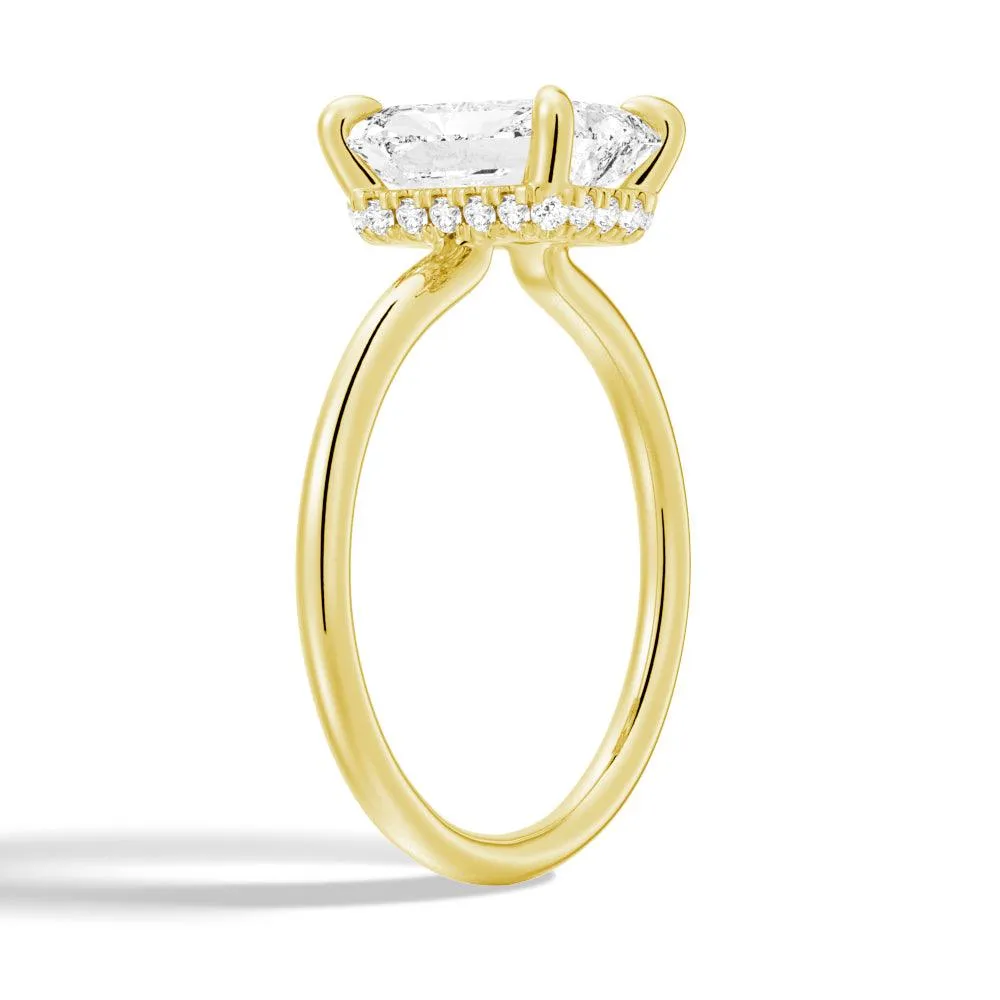 Four-Prong Solitaire Radiant Cut Engagement Ring With Hidden Halo