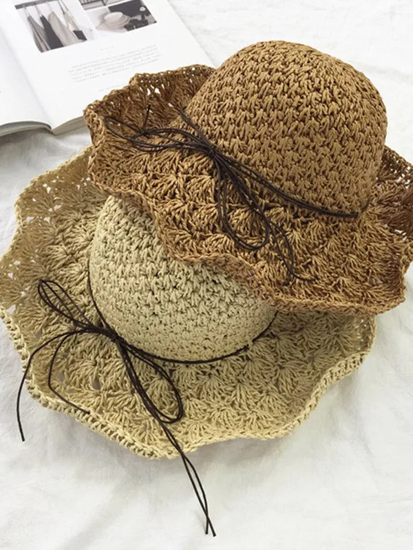 Frill Trim Straw Hat