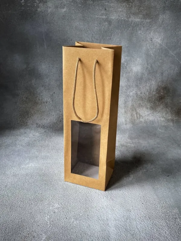 FSC® Luxury Rope Handle Brown Paper Bag with Window