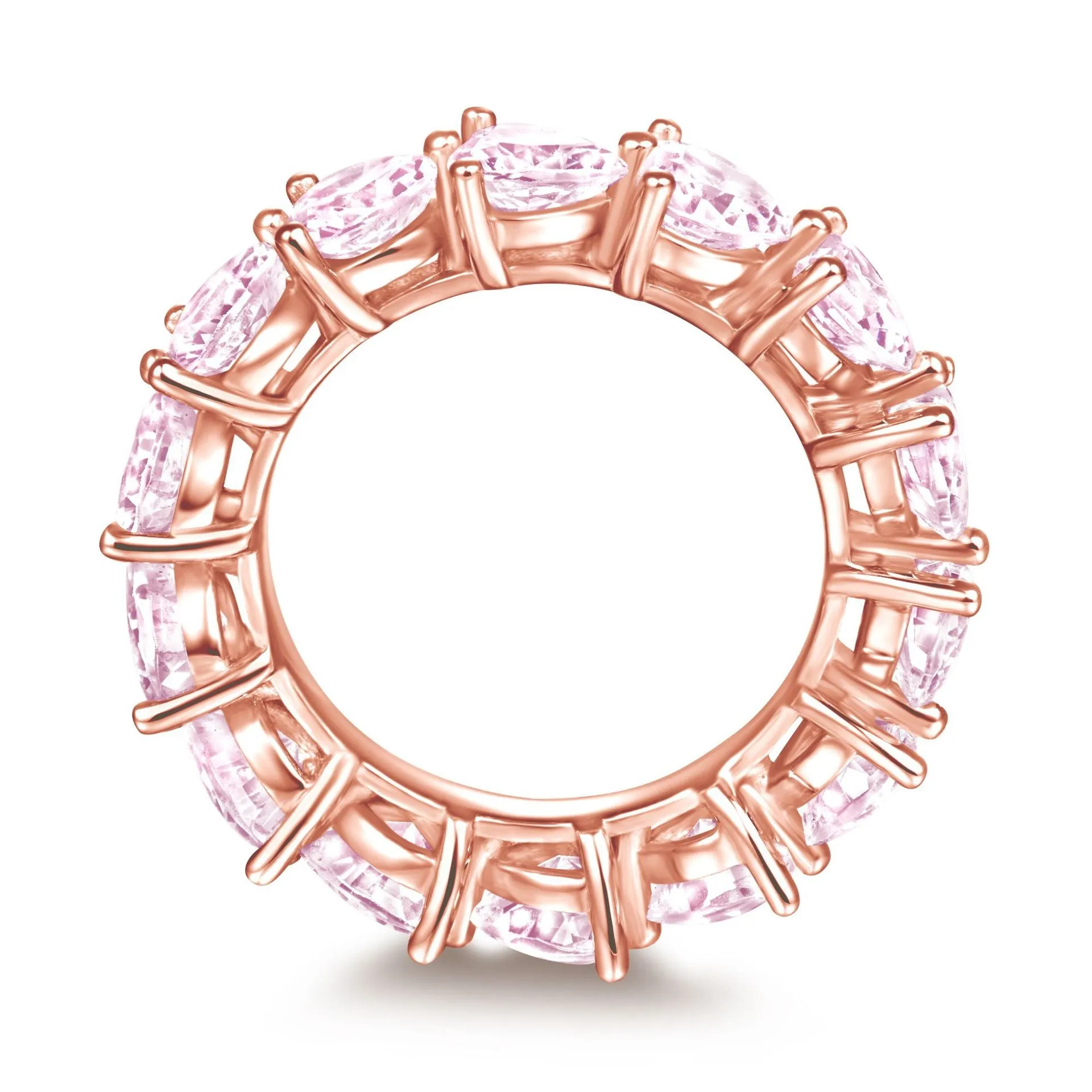 Full Circle Three Prongs Heart-shaped Zircon Silver Ring for Women