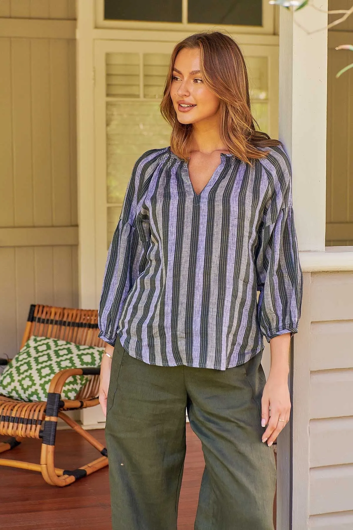 GA412 Linen Top in Tatami
