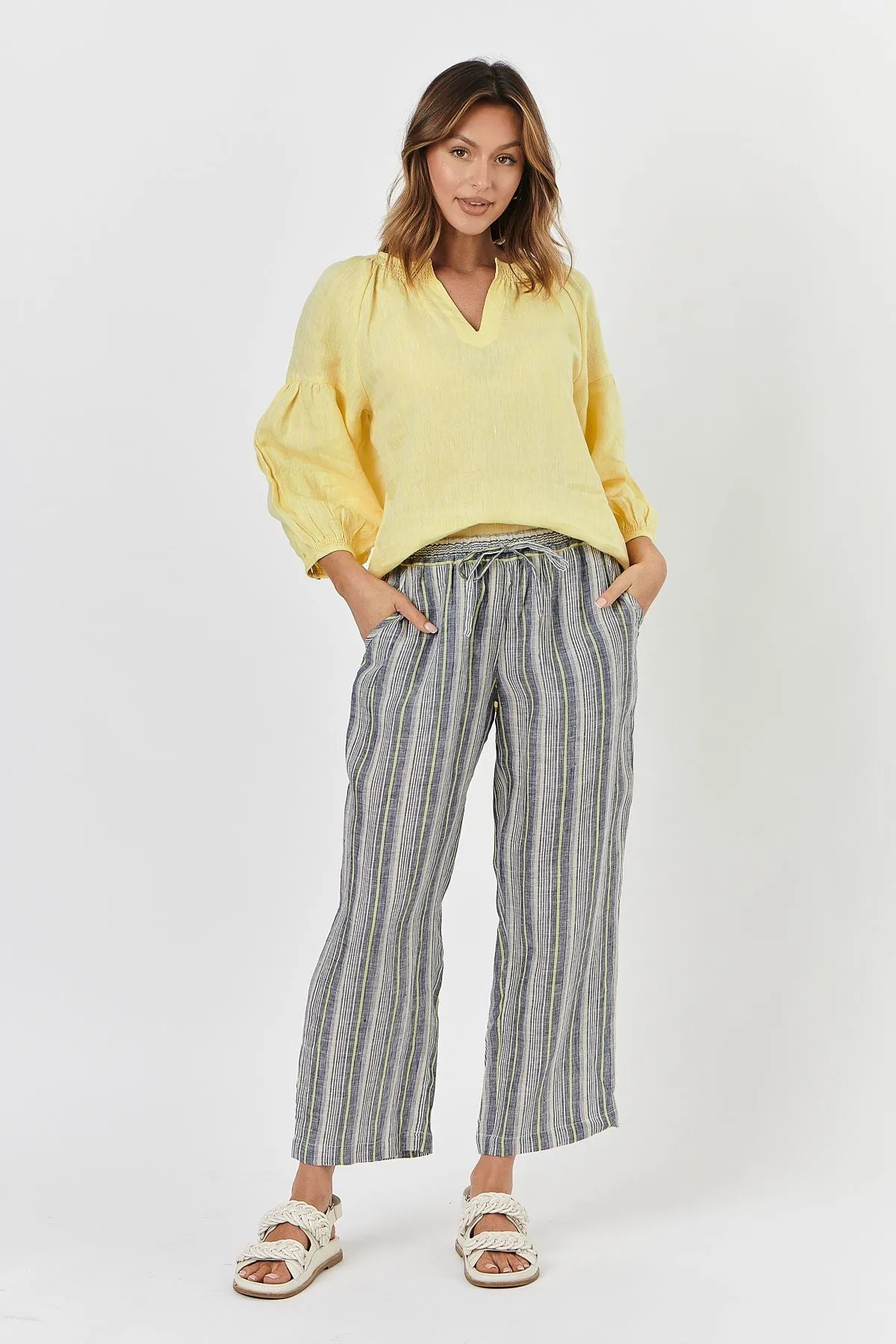GA412 Linen Top in Zest