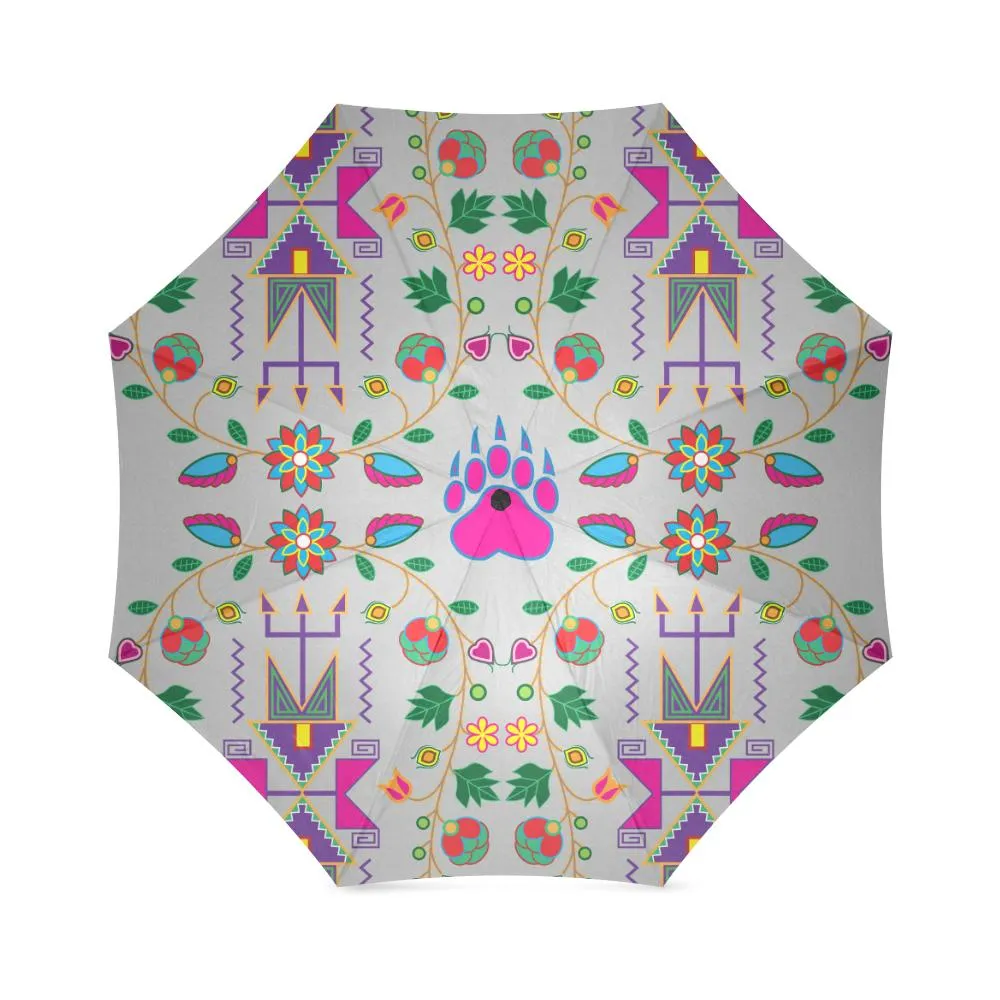 Geometric Floral Fall-Gray Foldable Umbrella