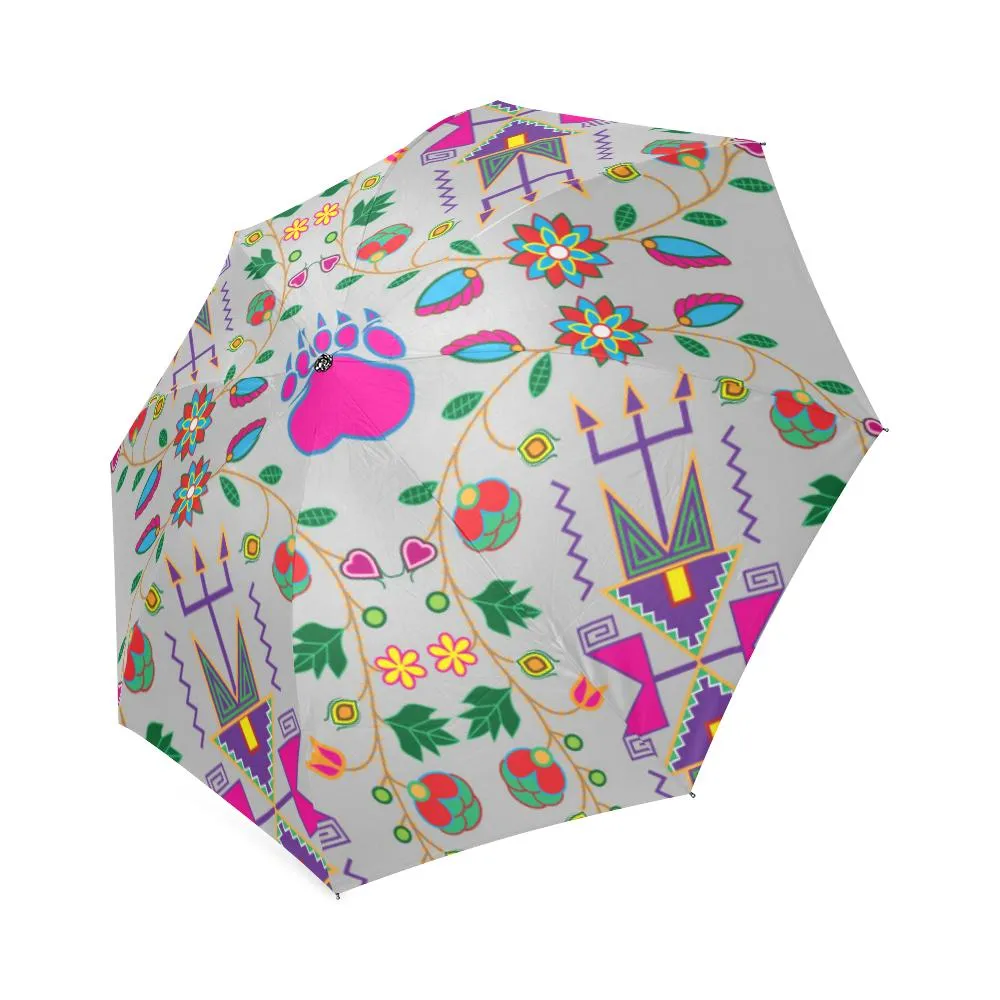 Geometric Floral Fall-Gray Foldable Umbrella