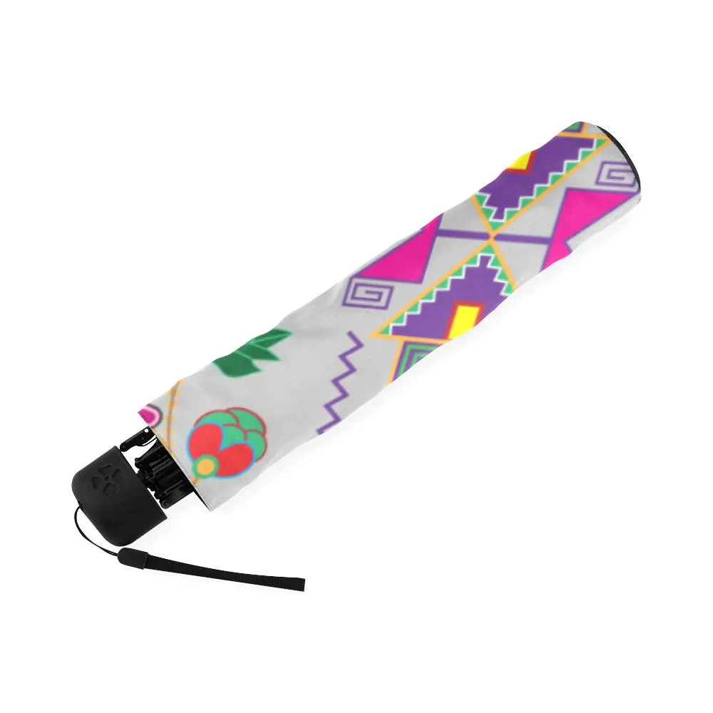 Geometric Floral Fall-Gray Foldable Umbrella