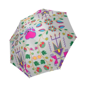 Geometric Floral Fall-Gray Foldable Umbrella