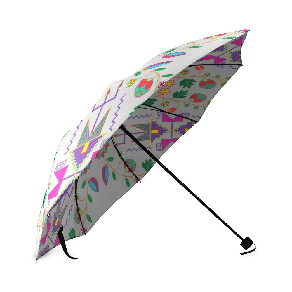 Geometric Floral Fall-Gray Foldable Umbrella