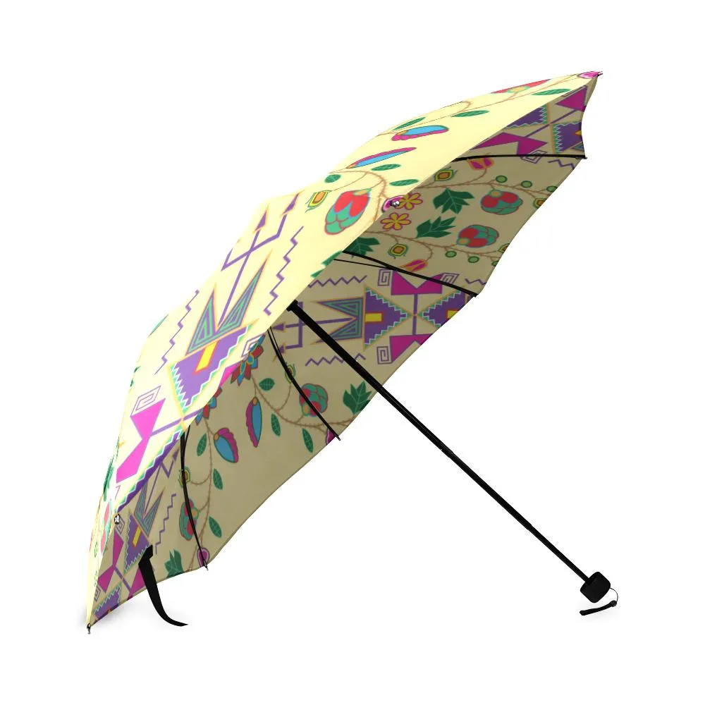 Geometric Floral Fall-Vanilla Foldable Umbrella