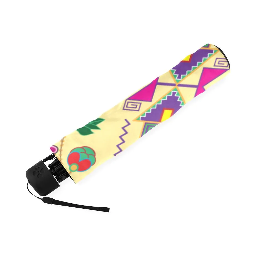 Geometric Floral Fall-Vanilla Foldable Umbrella