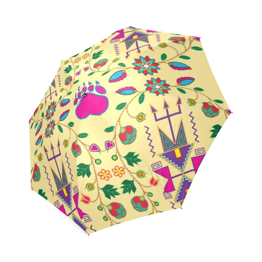 Geometric Floral Fall-Vanilla Foldable Umbrella
