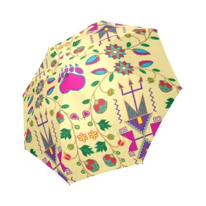 Geometric Floral Fall-Vanilla Foldable Umbrella